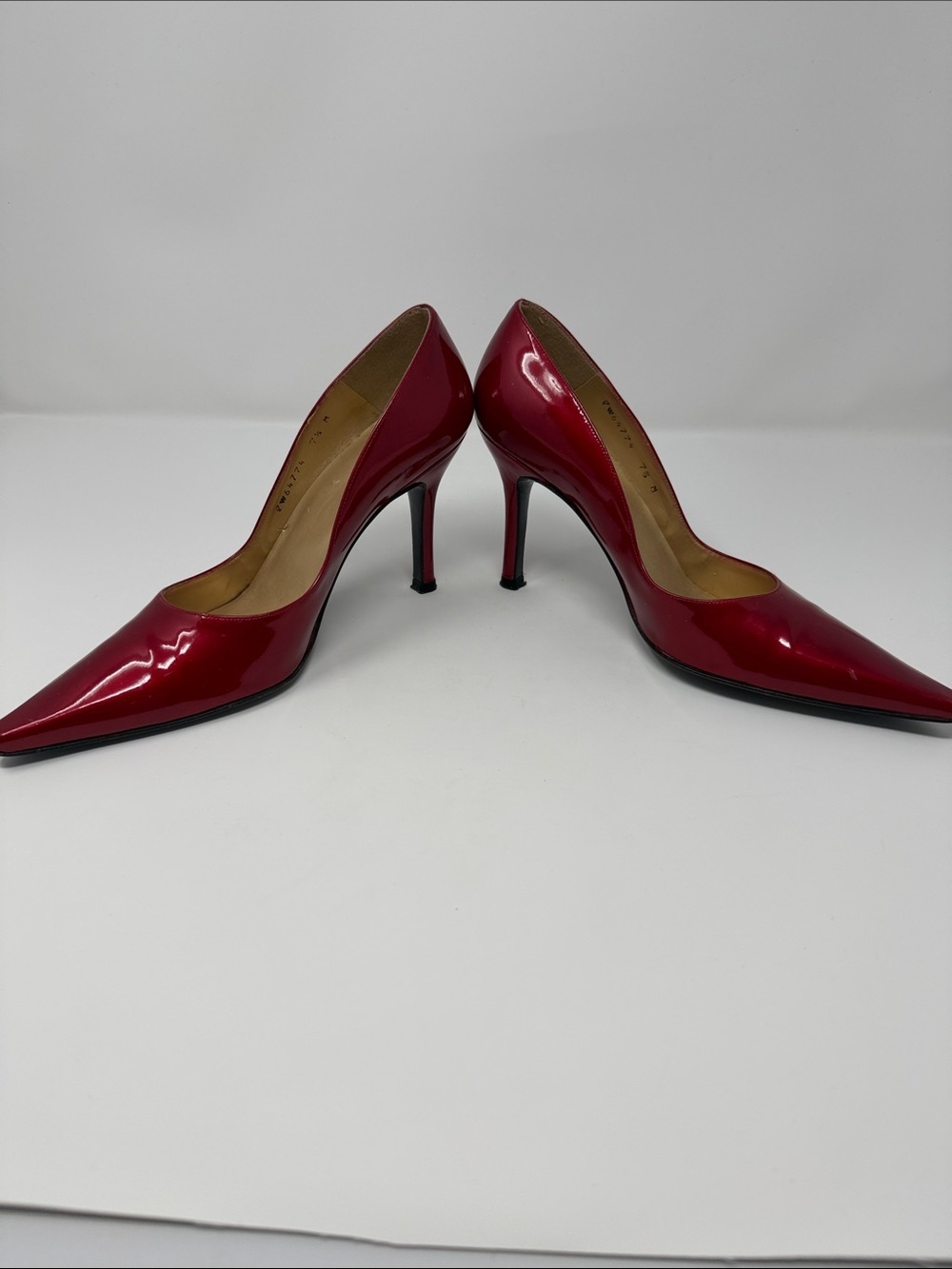 Stuart Weitzman Red Patent Pointed-Toe Pumps - Picture 6 of 10